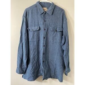 Woolrich Shirt Mens XLARGE Blue Plaid Woven Cotton‎ Long Sleeve Button Up Y2K